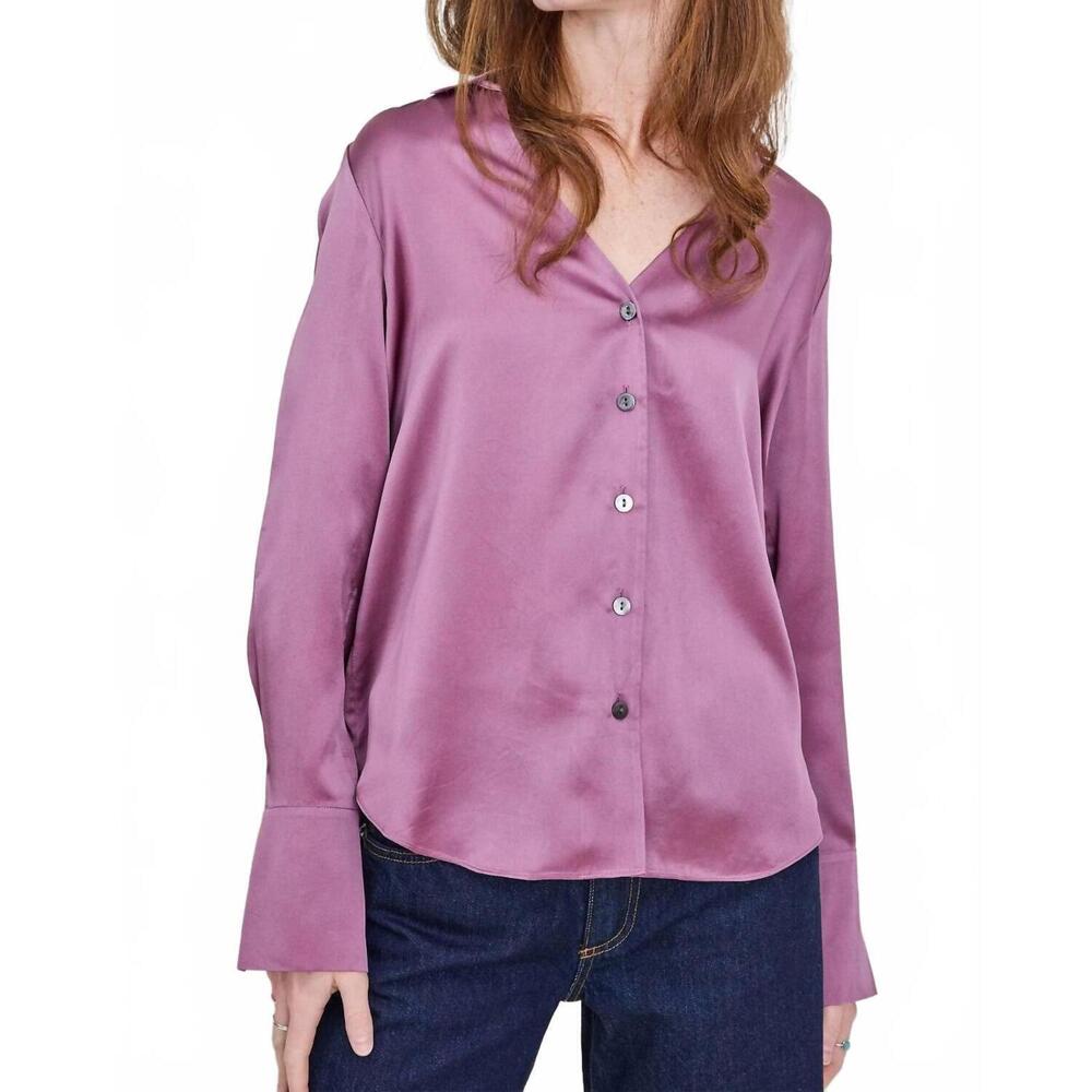 NEW GO BY GO SILK clean up blouse in beet root